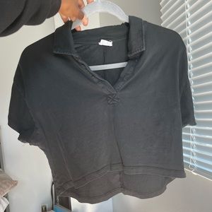 (MUST SELL BY 5/10!) Cotton On Charcoal V-Neck Crop Top w/ Collar